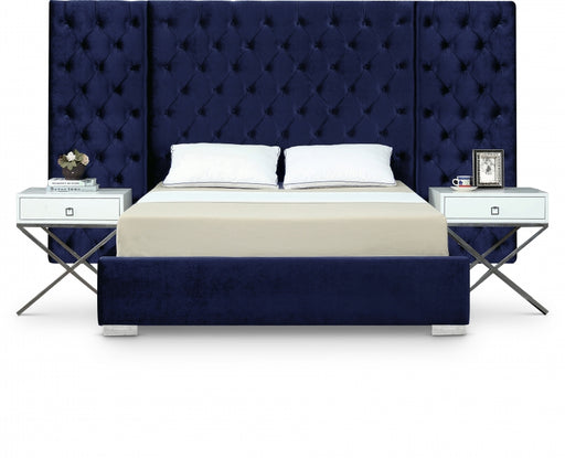 Grande Velvet King Bed (3 Boxes) Blue - GrandeNavy-K