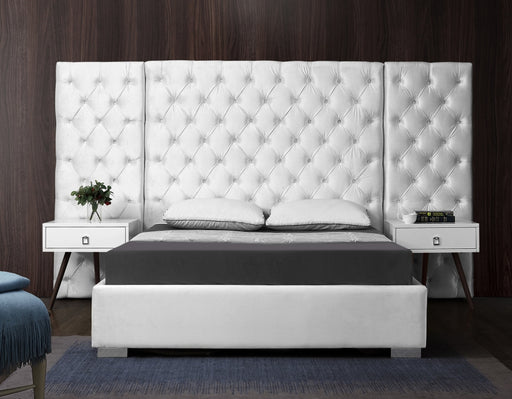 Grande Velvet King Bed (3 Boxes) White - GrandeWhite-K