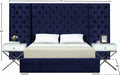 Grande Velvet Queen Bed (3 Boxes) Blue - GrandeNavy-Q