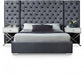 Grande Velvet Queen Bed (3 Boxes) Grey - GrandeGrey-Q