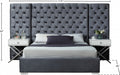 Grande Velvet Queen Bed (3 Boxes) Grey - GrandeGrey-Q