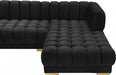 Gwen Velvet 3pc. Sectional Black - 653Black-Sectional