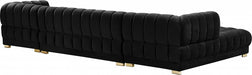 Gwen Velvet 3pc. Sectional Black - 653Black-Sectional