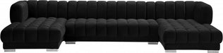 Gwen Velvet 3pc. Sectional Black - 653Black-Sectional