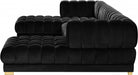 Gwen Velvet 3pc. Sectional Black - 653Black-Sectional