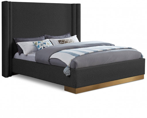 Halton Boucle Fabric King Bed (3 Boxes) Black - HaltonBlack-K