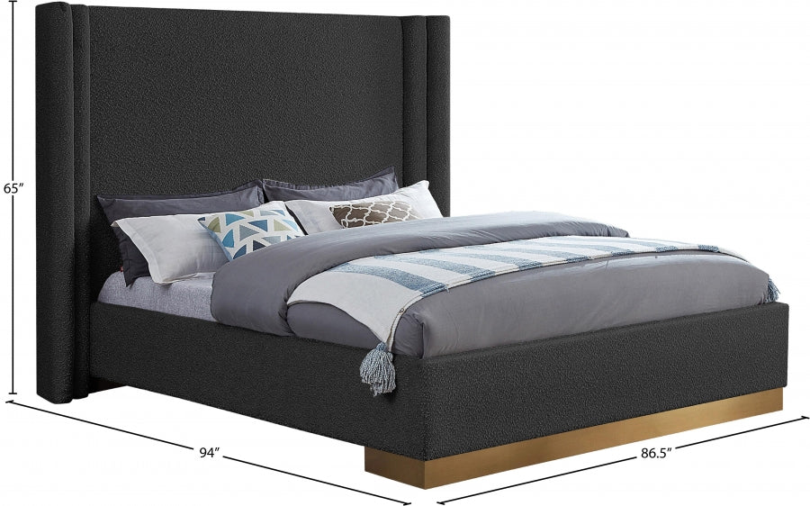 Halton Boucle Fabric King Bed (3 Boxes) Black - HaltonBlack-K