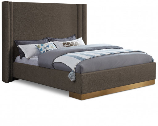 Halton Boucle Fabric King Bed (3 Boxes) Brown - HaltonBrown-K