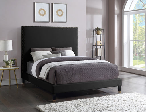 Harlie Velvet Full Bed Black - HarlieBlack-F