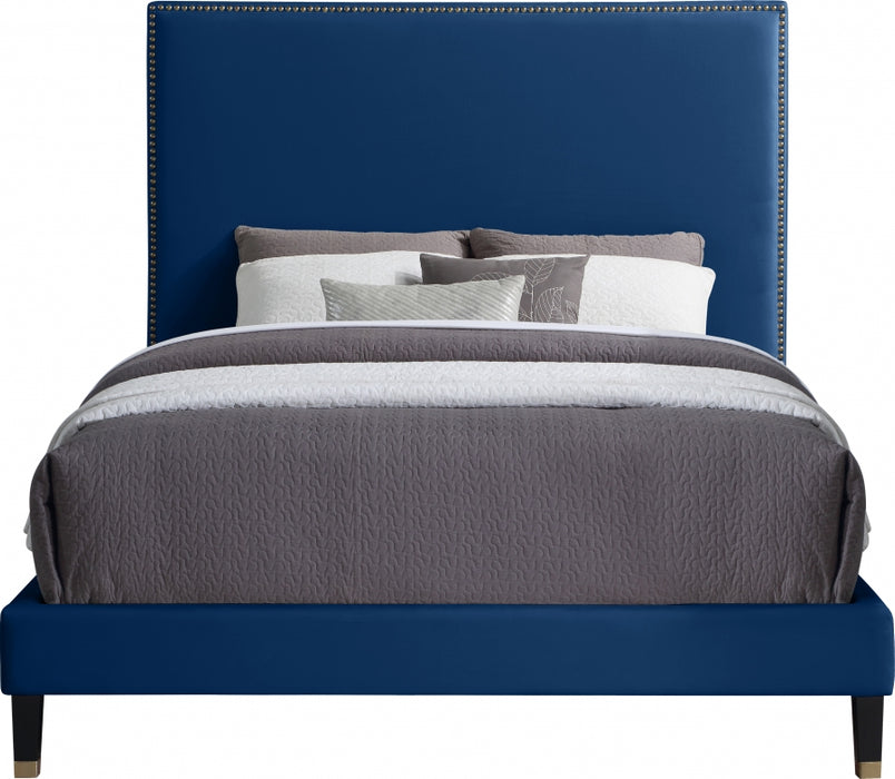 Harlie Velvet Full Bed Blue - HarlieNavy-F