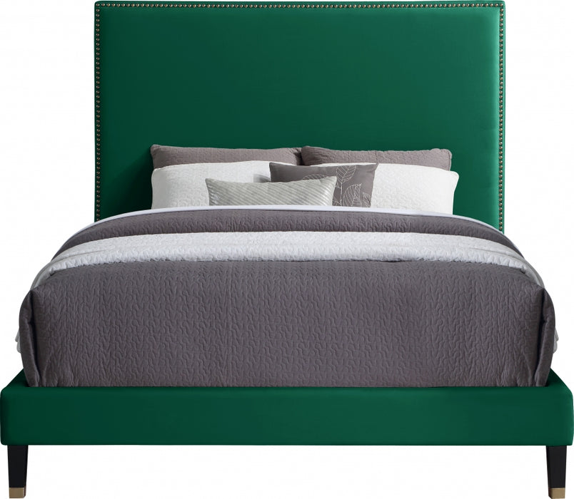 Harlie Velvet Full Bed Green - HarlieGreen-F