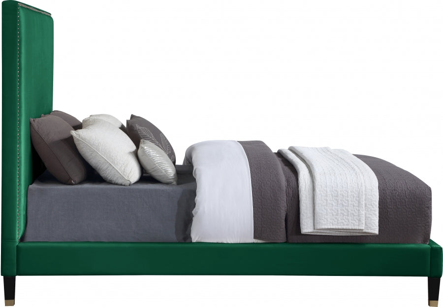 Harlie Velvet Full Bed Green - HarlieGreen-F