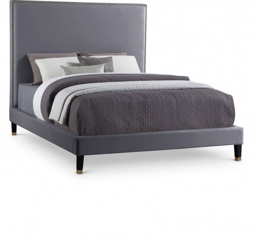 Harlie Velvet Full Bed Grey - HarlieGrey-F