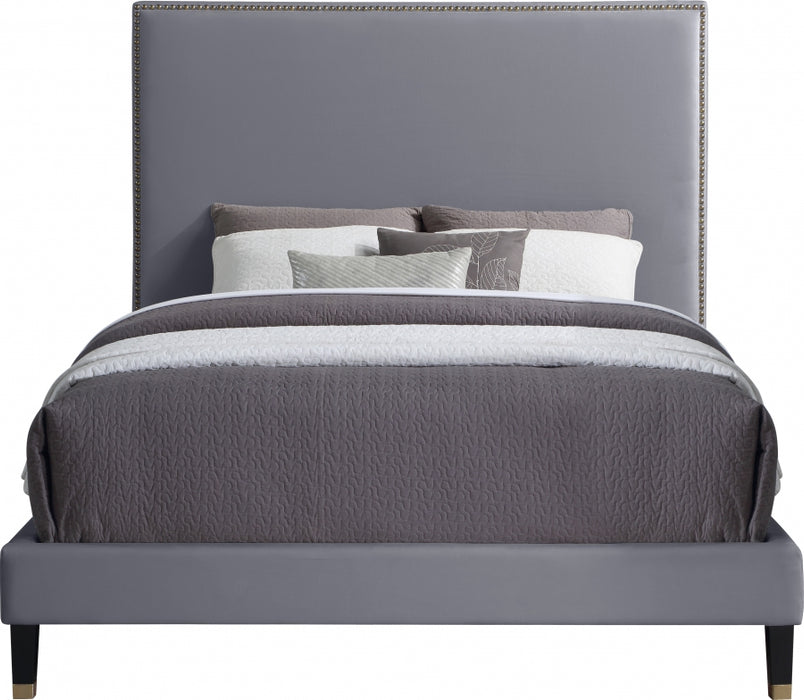 Harlie Velvet Full Bed Grey - HarlieGrey-F