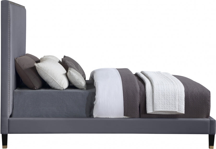 Harlie Velvet Full Bed Grey - HarlieGrey-F