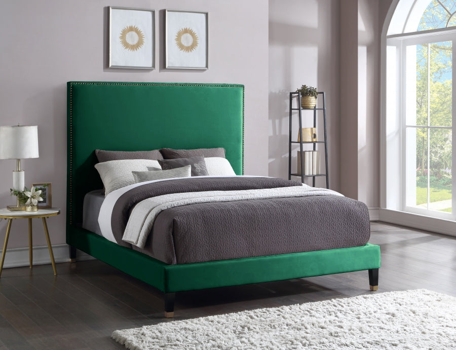 Harlie Velvet King Bed Green - HarlieGreen-K