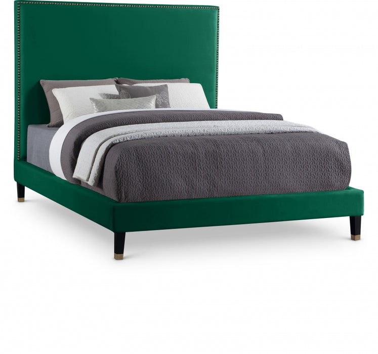 Harlie Velvet King Bed Green - HarlieGreen-K