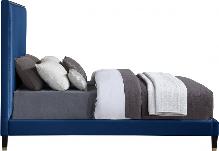 Harlie Velvet Queen Bed Blue - HarlieNavy-Q