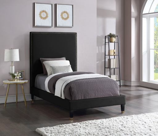 Harlie Velvet Twin Bed Black - HarlieBlack-T