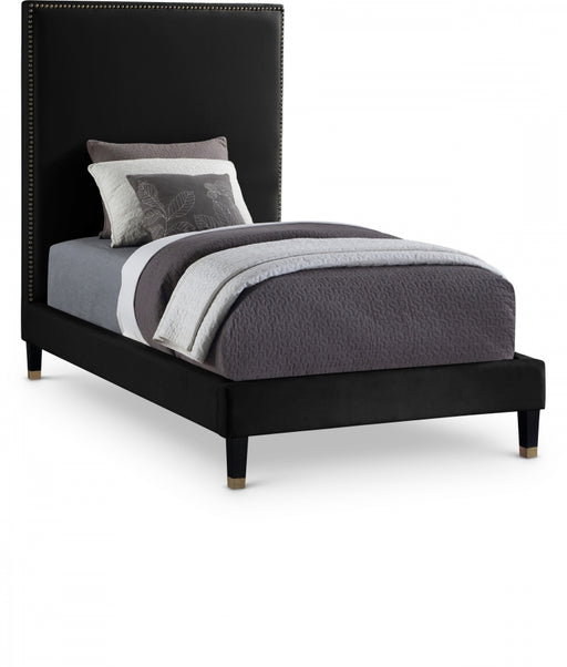 Harlie Velvet Twin Bed Black - HarlieBlack-T