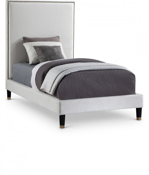 Harlie Velvet Twin Bed Cream - HarlieCream-T