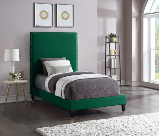 Harlie Velvet Twin Bed Green - HarlieGreen-T