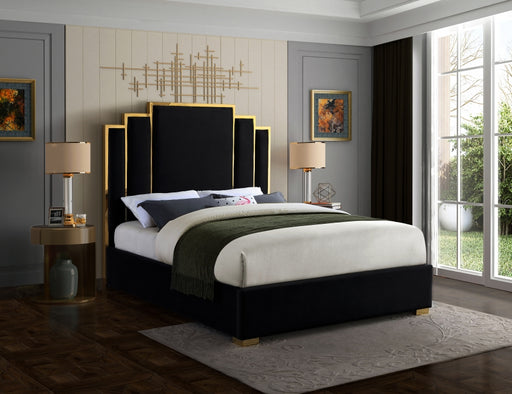 Hugo Velvet King Bed Black - HugoBlack-K