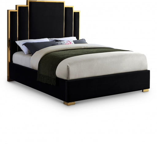 Hugo Velvet King Bed Black - HugoBlack-K