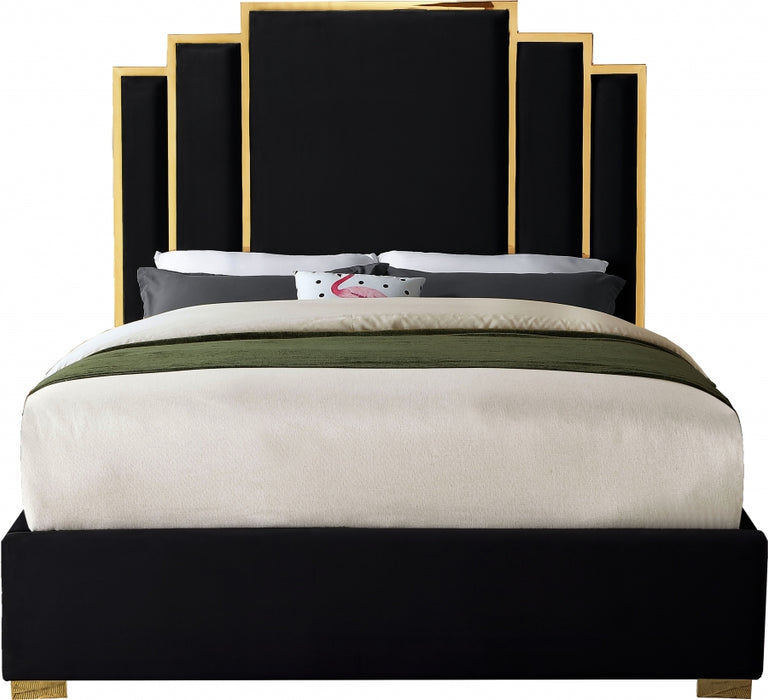 Hugo Velvet King Bed Black - HugoBlack-K