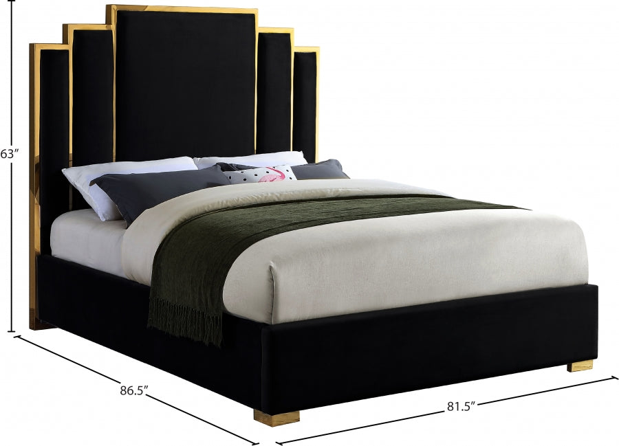 Hugo Velvet King Bed Black - HugoBlack-K