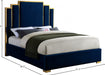 Hugo Velvet King Bed Blue - HugoNavy-K