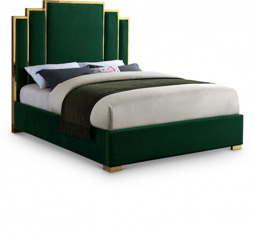 Hugo Velvet King Bed Green - HugoGreen-K