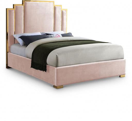 Hugo Velvet King Bed Pink - HugoPink-K