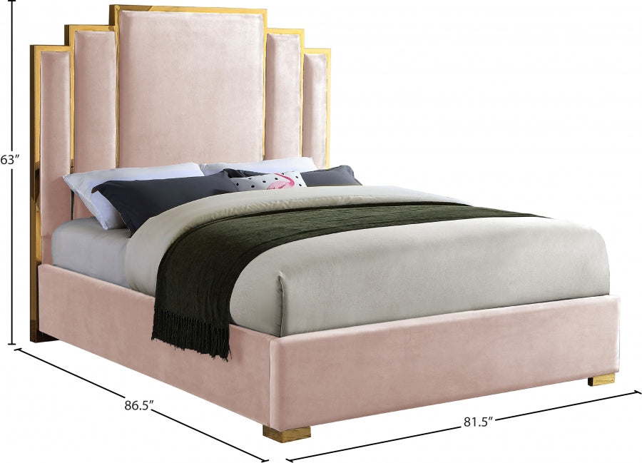 Hugo Velvet King Bed Pink - HugoPink-K