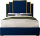 Hugo Velvet Queen Bed Blue - HugoNavy-Q