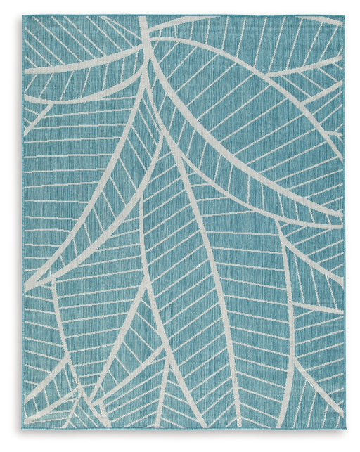 Hulsia Ivory/Aqua 5' x 7' Rug - R900122