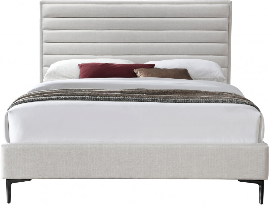 Hunter Linen Textured Queen Bed Cream - HunterCream-Q