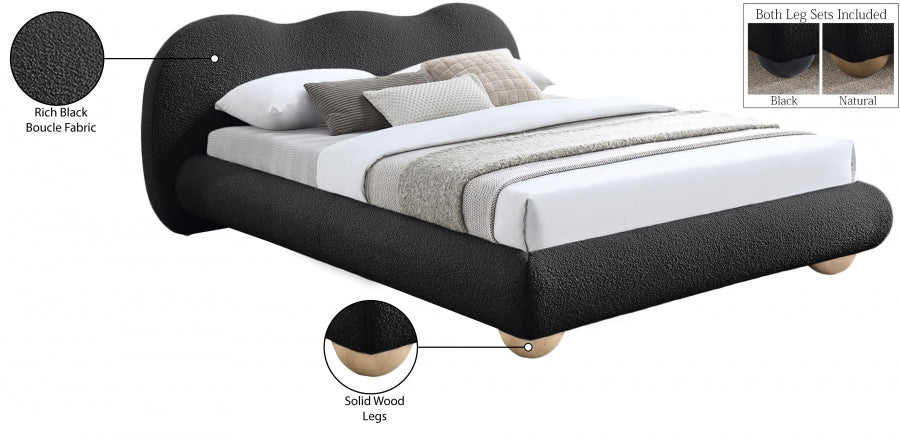 Hyde Boucle Fabric Full Bed (3 Boxes) Black - HydeBlack-F