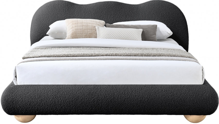 Hyde Boucle Fabric Full Bed (3 Boxes) Black - HydeBlack-F