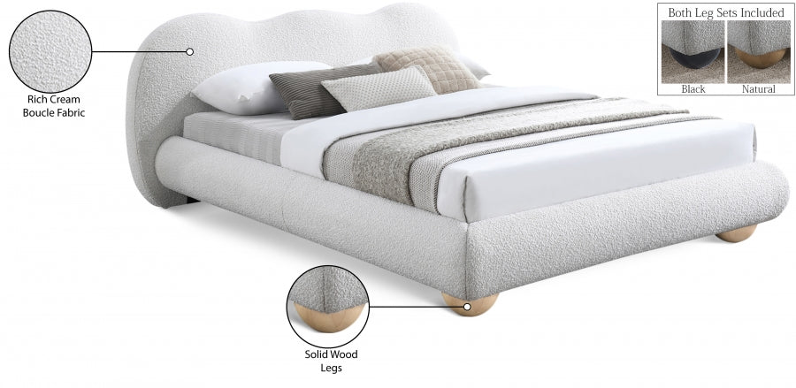 Hyde Boucle Fabric Full Bed (3 Boxes) Cream - HydeCream-F