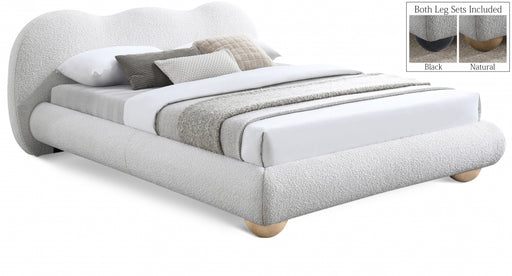 Hyde Boucle Fabric Full Bed (3 Boxes) Cream - HydeCream-F