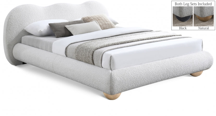 Hyde Boucle Fabric Full Bed (3 Boxes) Cream - HydeCream-F