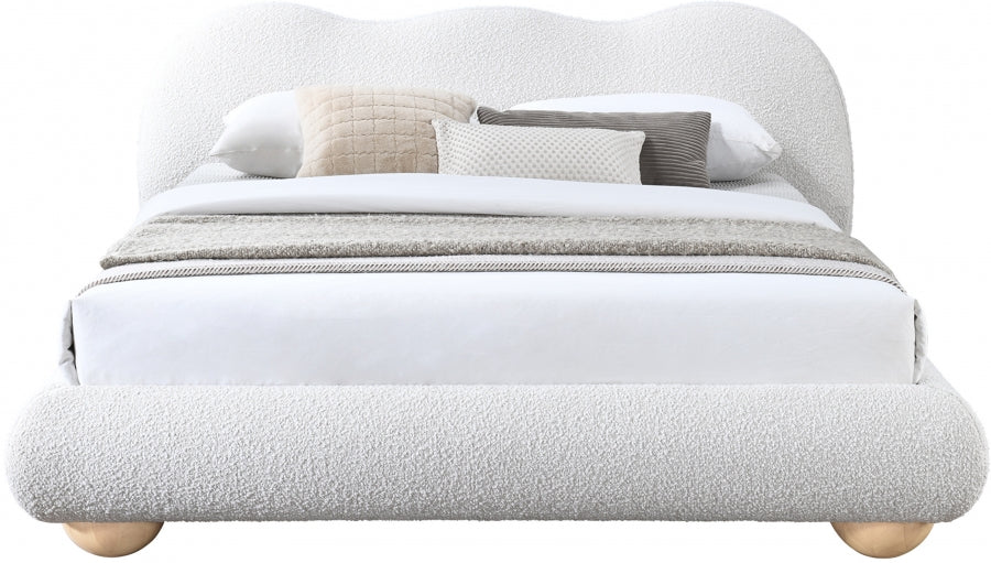 Hyde Boucle Fabric Full Bed (3 Boxes) Cream - HydeCream-F