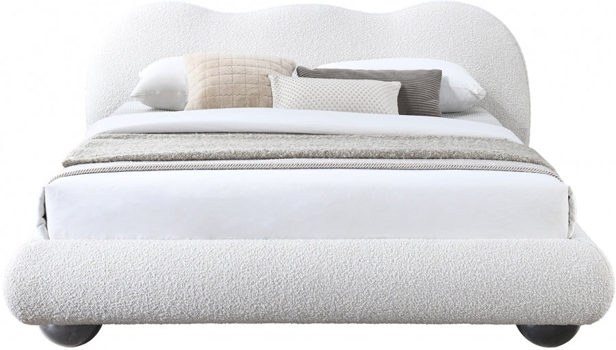 Hyde Boucle Fabric Full Bed (3 Boxes) Cream - HydeCream-F