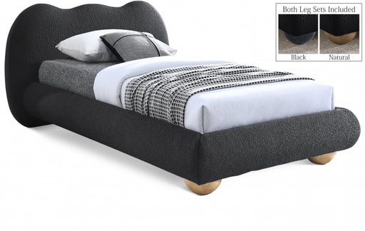 Hyde Boucle Fabric Twin Bed (3 Boxes) Black - HydeBlack-T