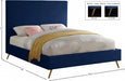 Jasmine Velvet Full Bed Blue - JasmineNavy-F