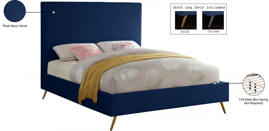 Jasmine Velvet Full Bed Blue - JasmineNavy-F