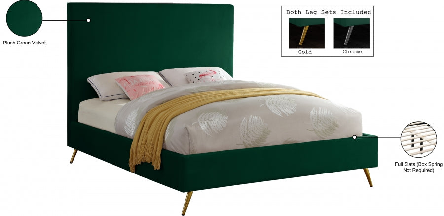 Jasmine Velvet Full Bed Green - JasmineGreen-F