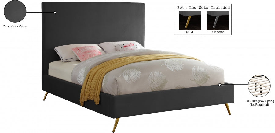 Jasmine Velvet Full Bed Grey - JasmineGrey-F