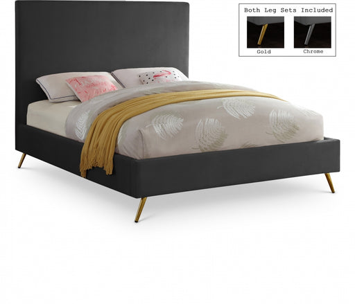 Jasmine Velvet King Bed Grey - JasmineGrey-K